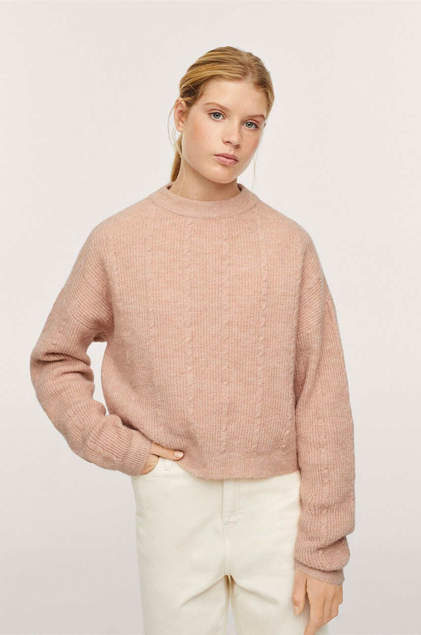 Mango Kids Pulover copii Zimba culoarea roz, light