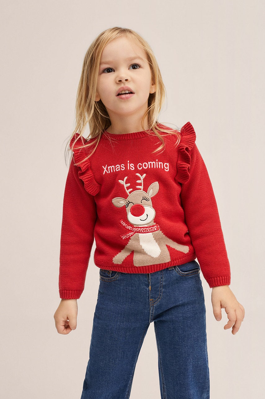 Mango kids pulover copii culoarea rosu, light
