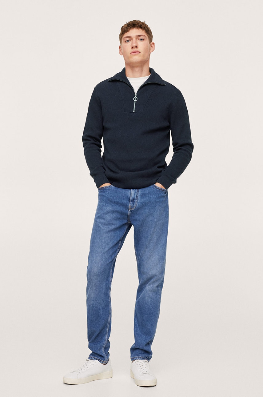 Mango man pulover bright bărbați, culoarea albastru marin, calduros