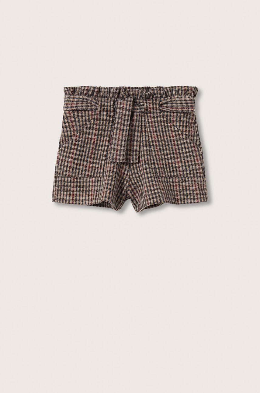 Mango Kids pantaloni scurți copii culoarea maro, modelator