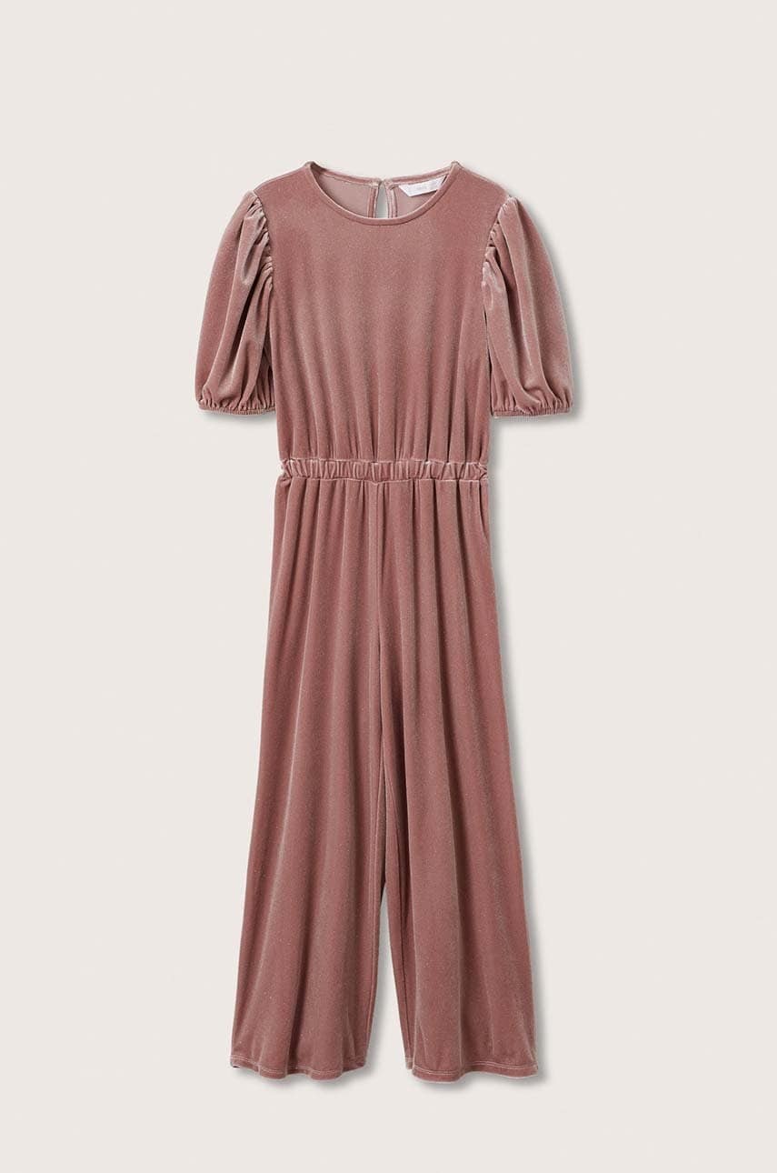 Mango Kids Salopetă copii Velvet culoarea roz,