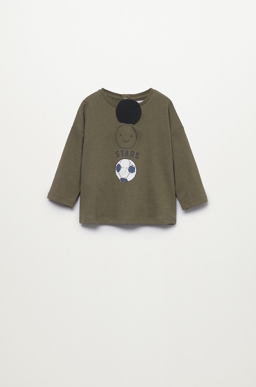 Дитячий лонгслів Mango Kids Allstars колір коричневий з аплікацією