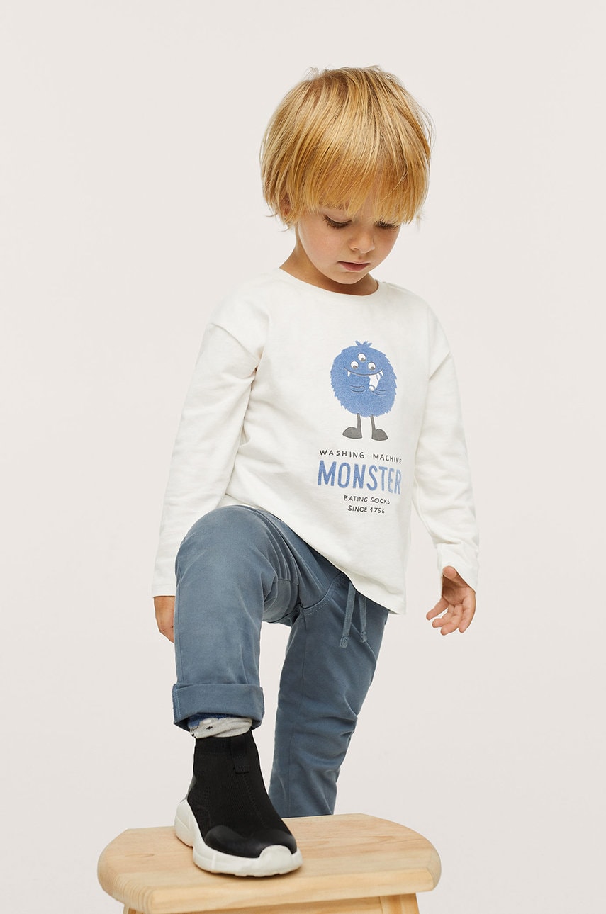 Mango Kids - longsleeve din bumbac pentru copii monster