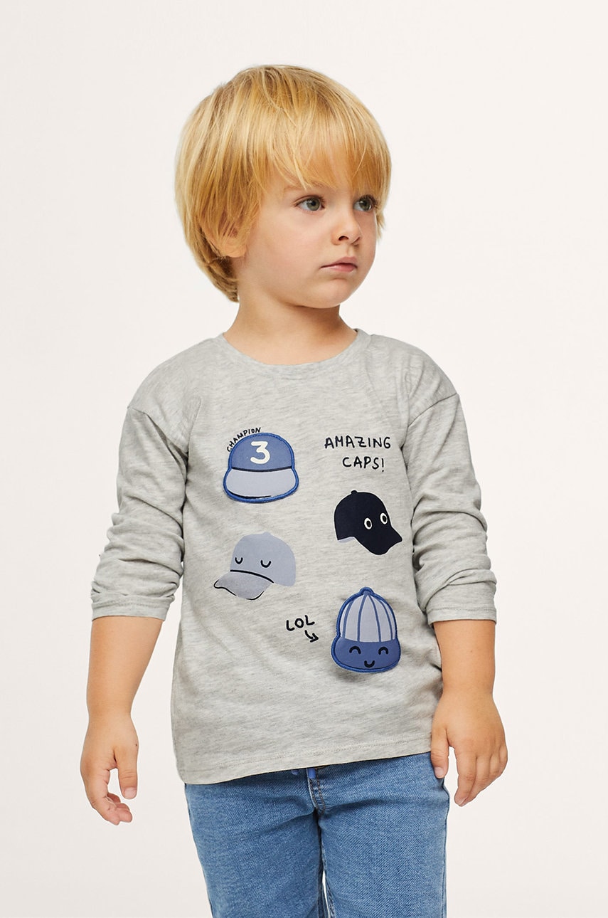 Mango Kids - longsleeve din bumbac pentru copii caps