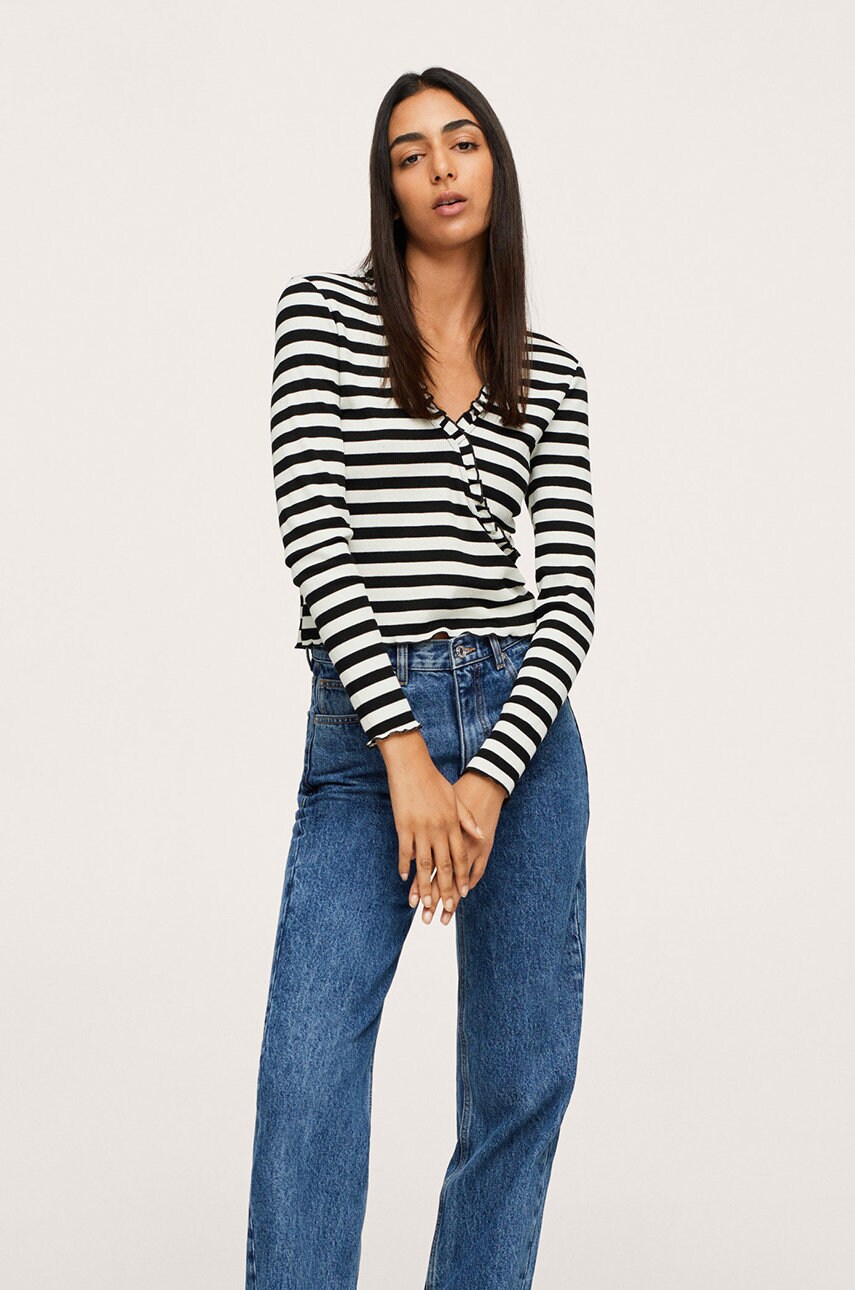 Mango longsleeve marina femei, culoarea negru