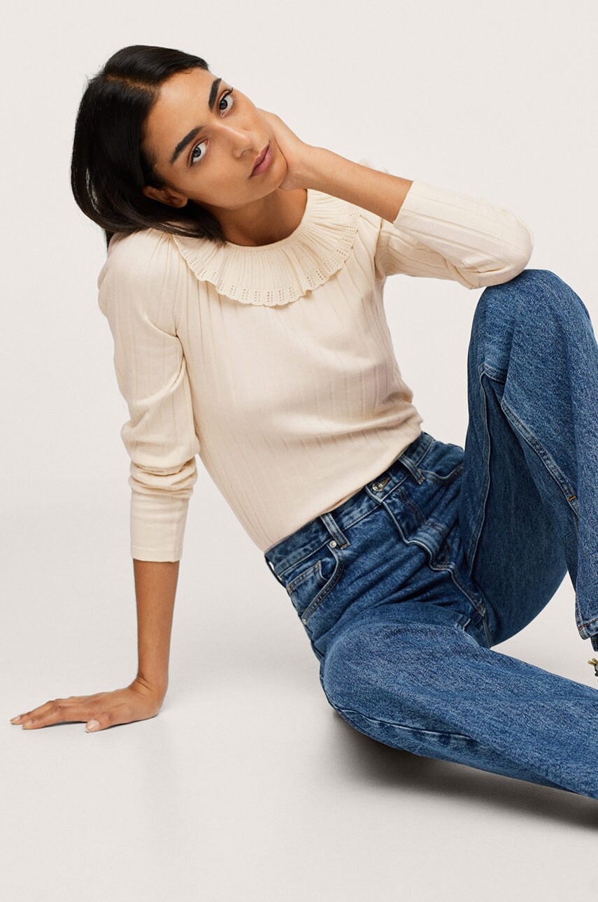 Mango longsleeve femei, culoarea galben