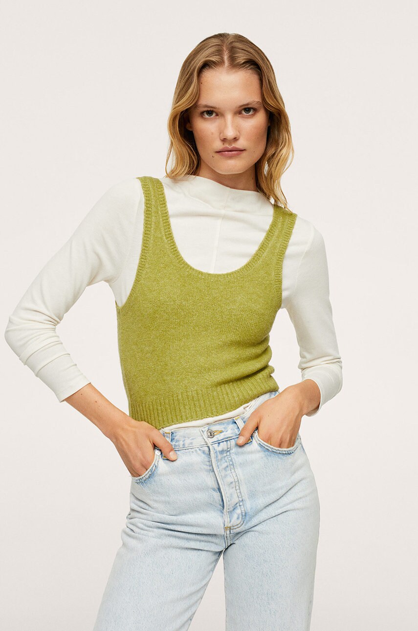 Mango top femei, culoarea verde