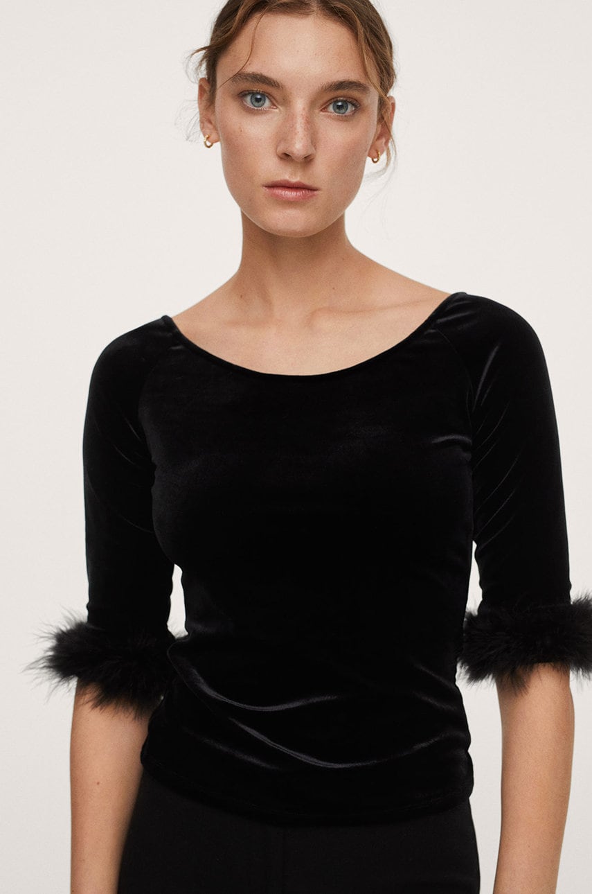 Mango tricou kika femei, culoarea negru