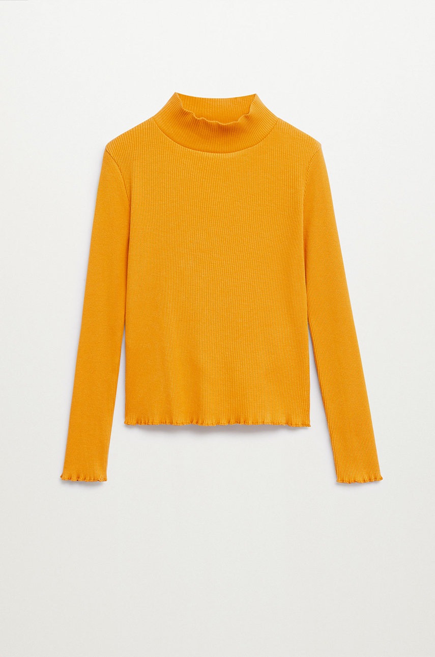 

Детска блуза с дълги ръкави Mango Kids в жълто с поло, Жълт