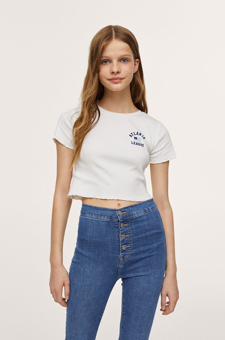 

Детска памучна тениска Mango Kids Isa в бяло, Бял