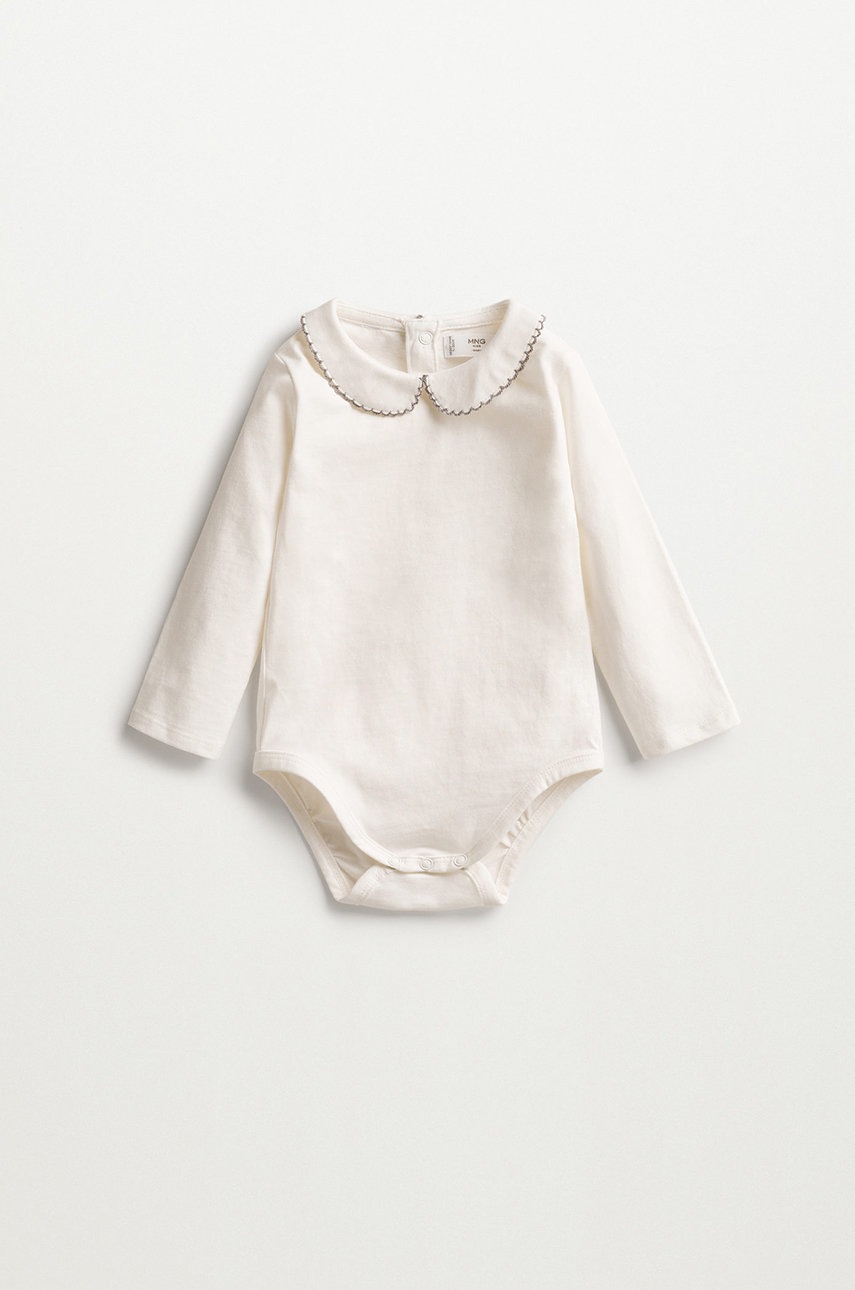 

Бебешко боди Mango Kids Juno в бяло, Бял