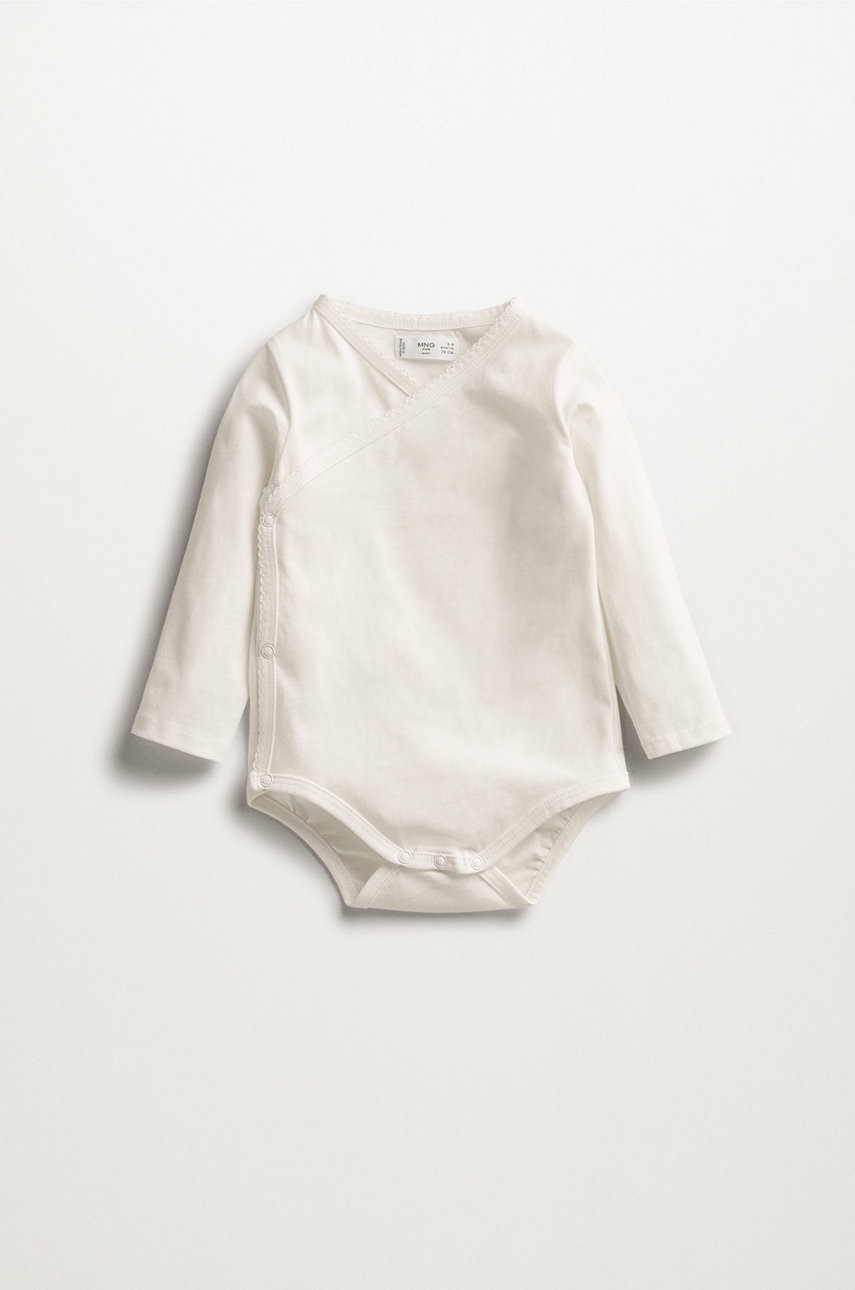 

Бебешко боди Mango Kids в бяло, Бял