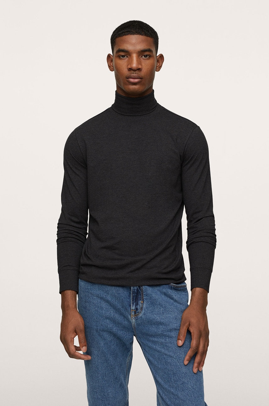 

Тениска Mango Man мъжка в сиво с изчистен дизайн, Сив