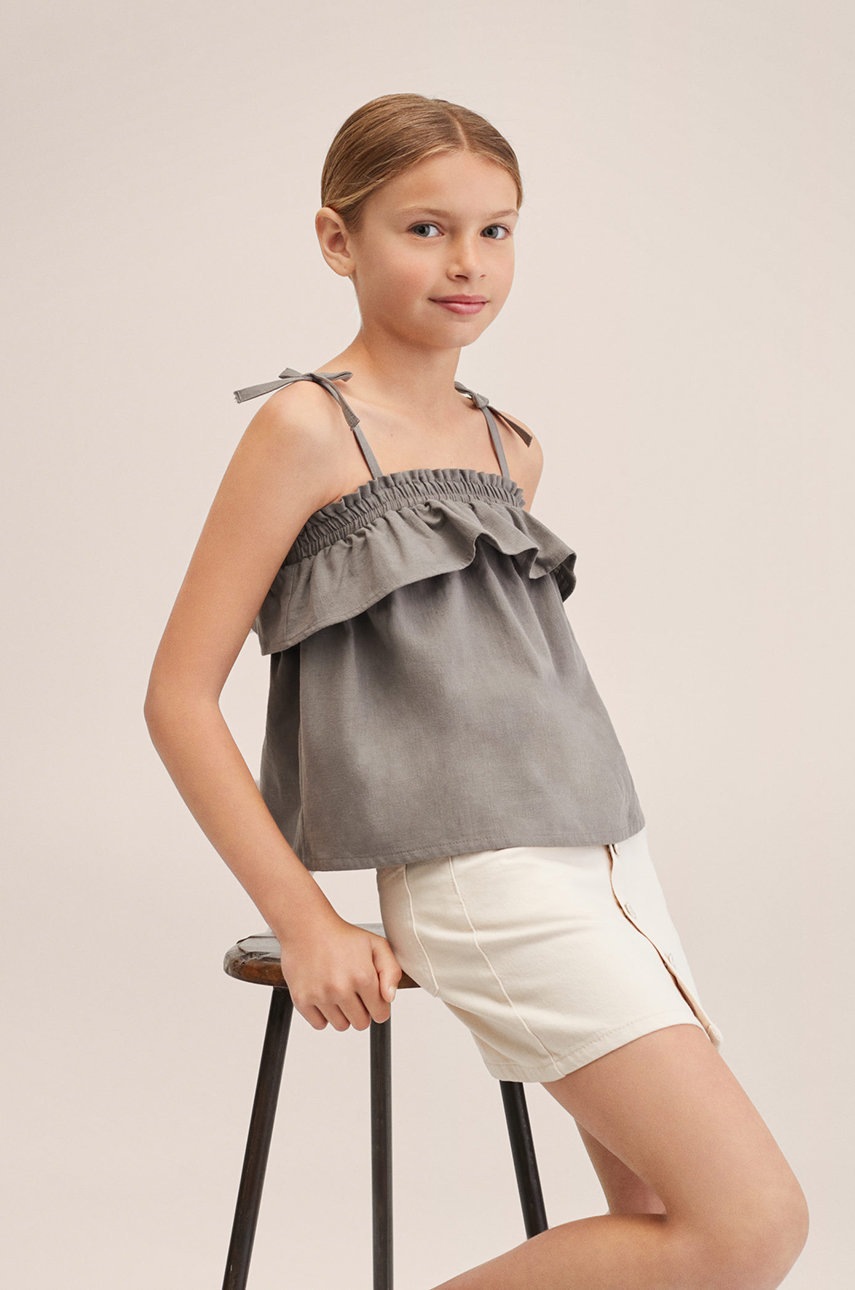 

Детска блуза Mango Kids Antra в сиво с изчистен дизайн, Сив