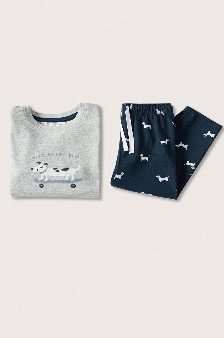 

Детская пижама Mango Kids Dog цвет серый узор