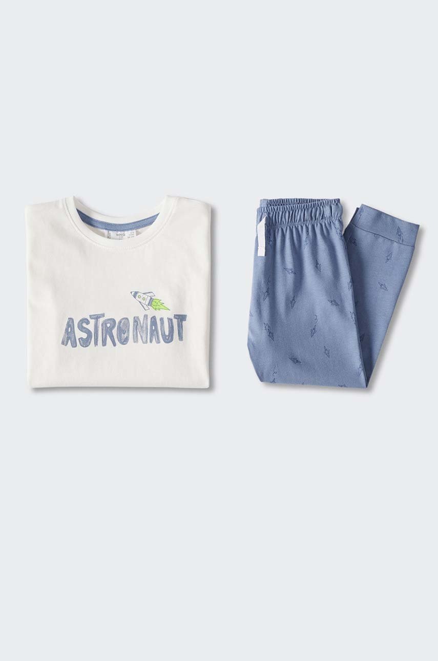 

Детская хлопковая пижама Mango Kids Astroby цвет белый с принтом