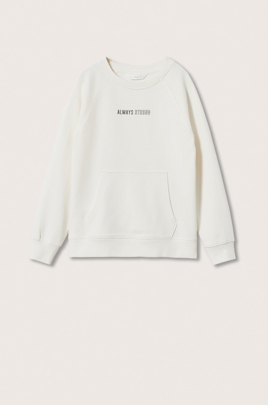 

Детская хлопковая кофта Mango Kids Strong цвет белый с принтом