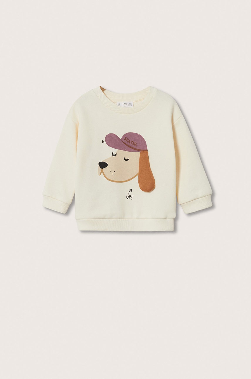 

Детски памучен суичър Mango Kids Helmut в бяло с принт, Бял