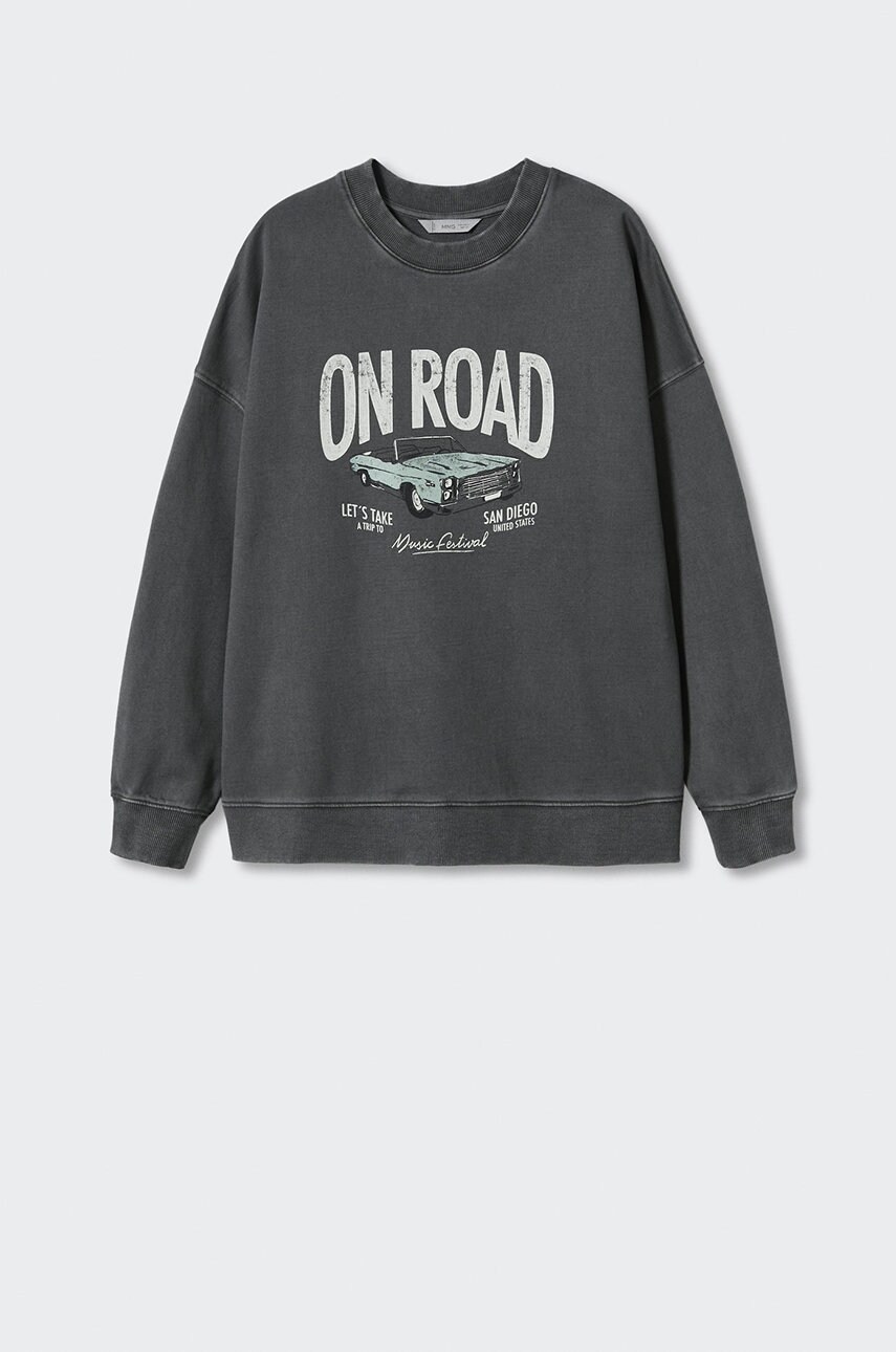 

Дитяча бавовняна кофта Mango Kids Road колір чорний з принтом