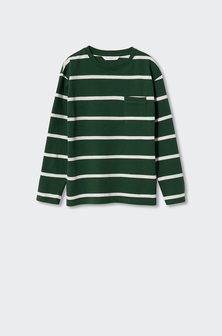 

Хлопковый детский лонгслив Mango Kids Charles цвет зелёный узорный