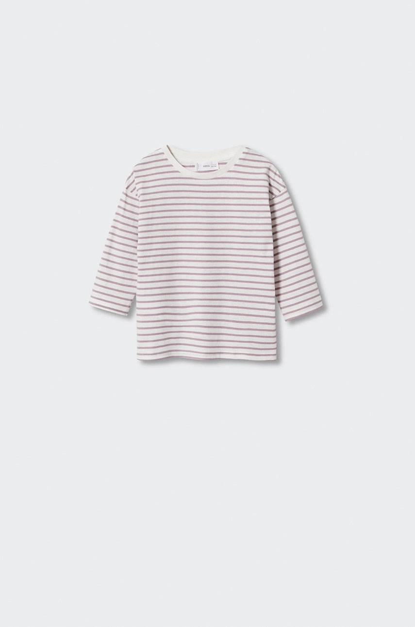 

Дитячий бавовняний лонгслів Mango Kids Stripes колір фіолетовий