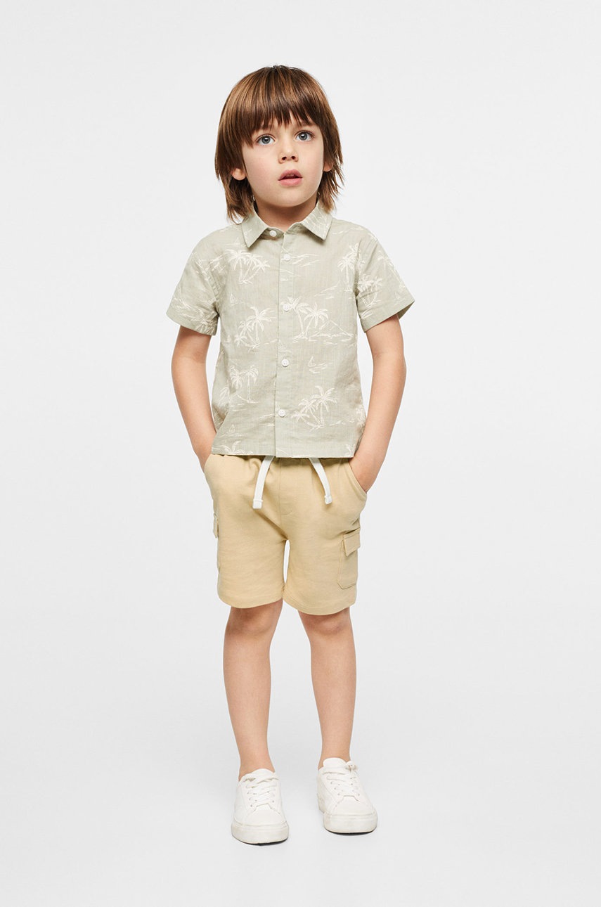 

Детска памучна риза Mango Kids Mawi в зелено, Зелен