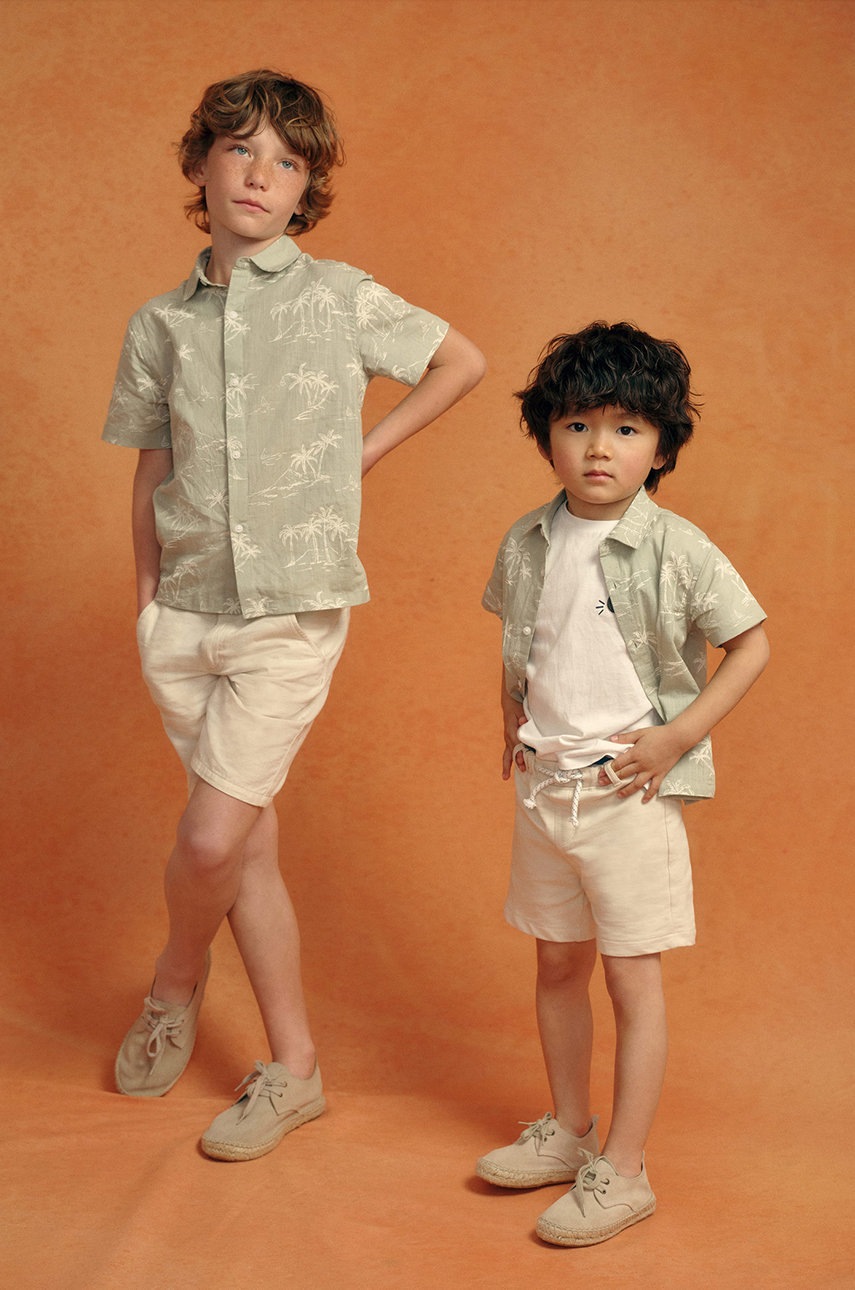 

Дитяча бавовняна сорочка Mango Kids Aloha колір зелений