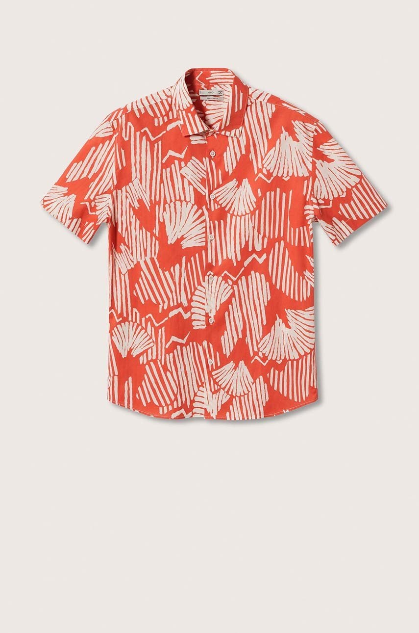 

Хлопковая рубашка Mango Man мужская цвет оранжевый regular классический воротник