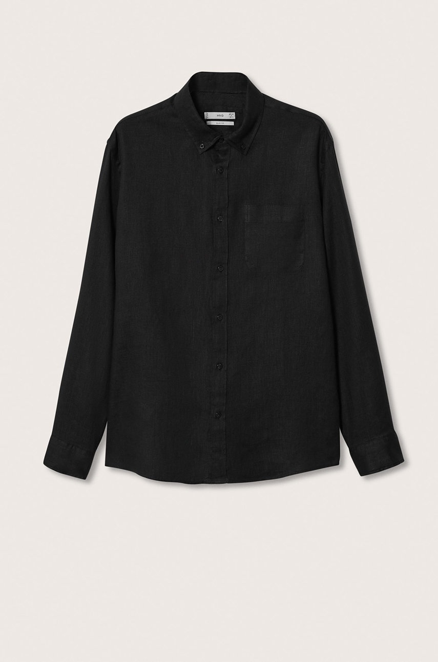

Хлопковая рубашка Mango Man Avispa мужская цвет чёрный slim воротник button-down