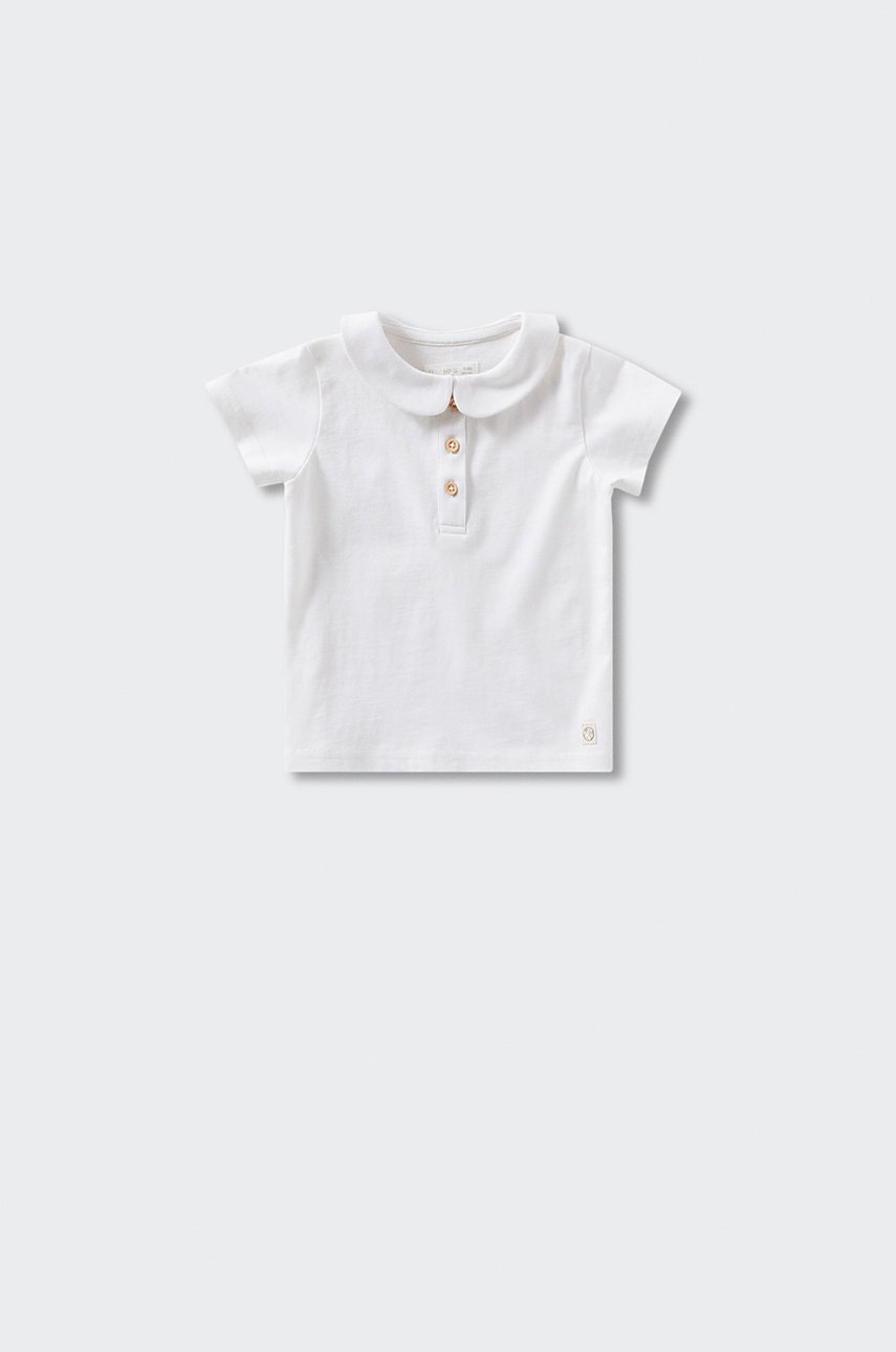 

Бебешка тениска с яка Mango Kids Lolo в бяло, Бял