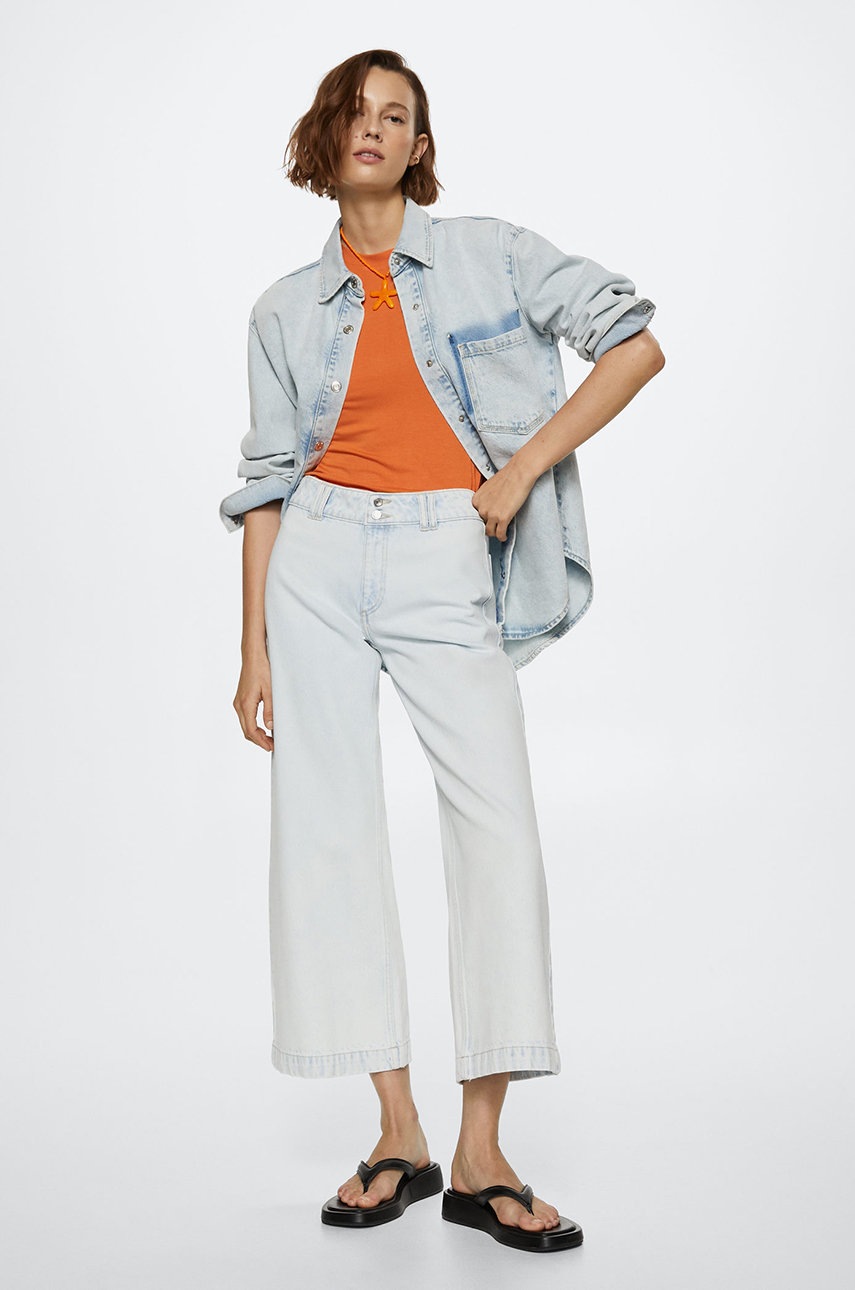 

Дънки Mango Culotte със стандартна талия, Син