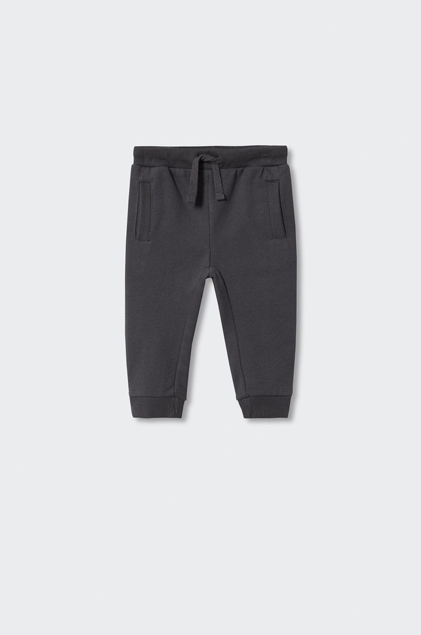 

Детски спортен панталон Mango Kids Mateo в сиво с изчистен дизайн, Сив