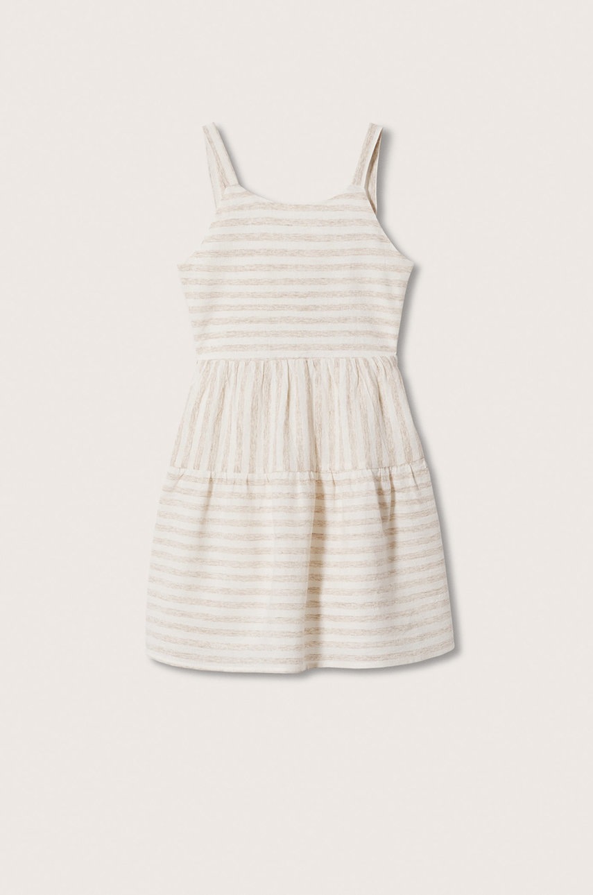 

Дитяча льняна сукня Mango Kids Camel колір бежевий mini розкльошена
