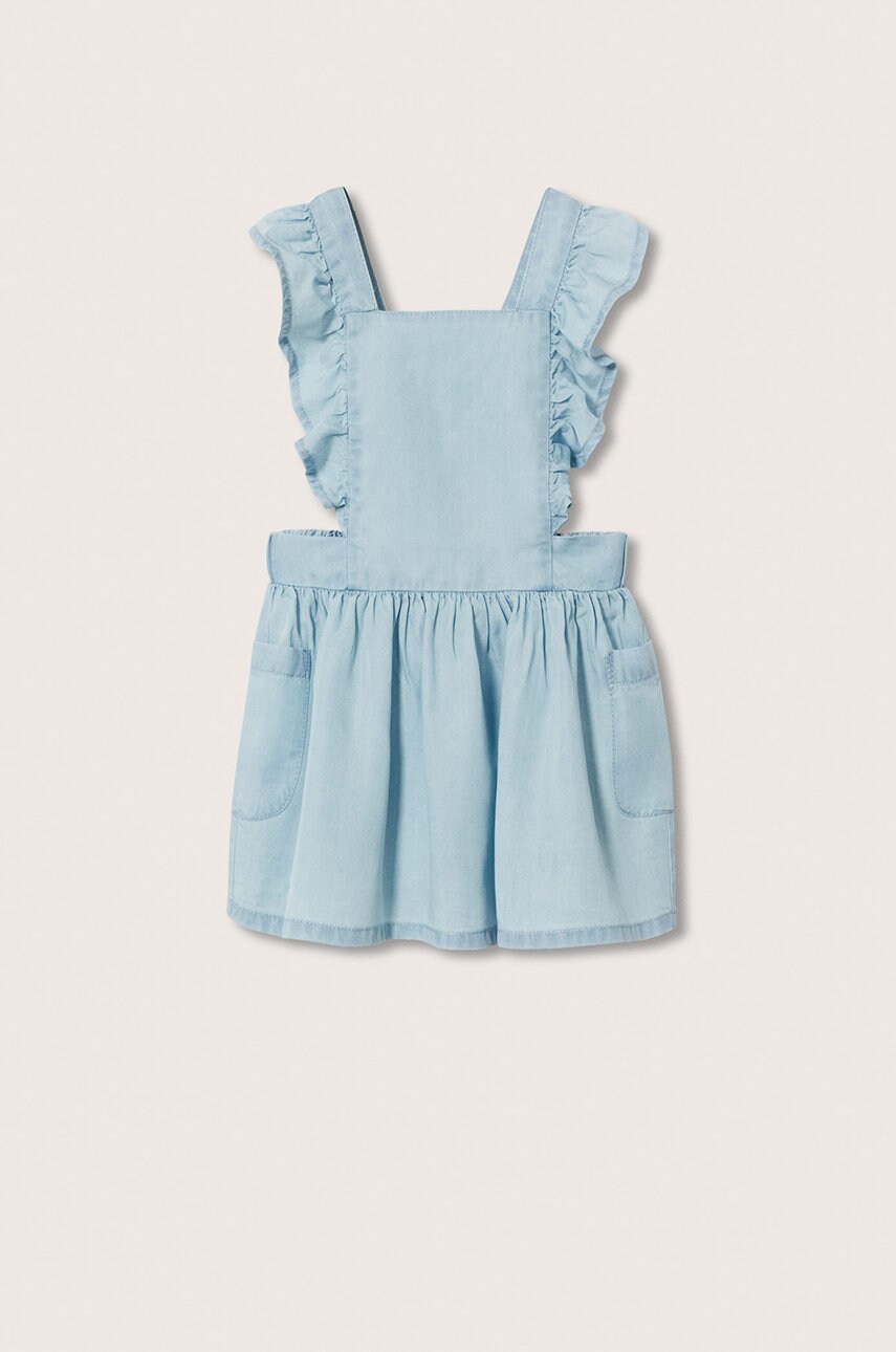 

Детска рокля Mango Kids Flavia в лилаво къс модел разкроен модел, Виолетов