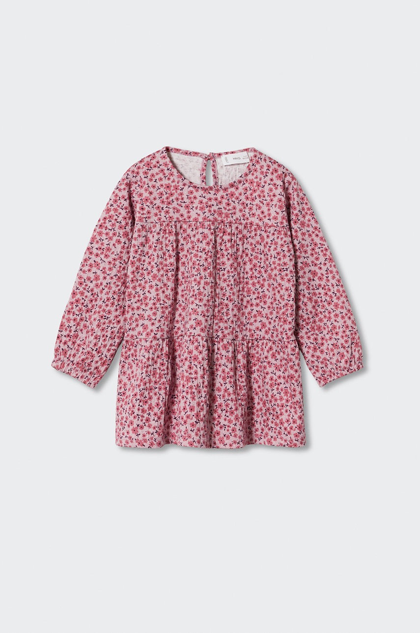 

Детское платье Mango Kids Jardin цвет розовый mini расклешённая