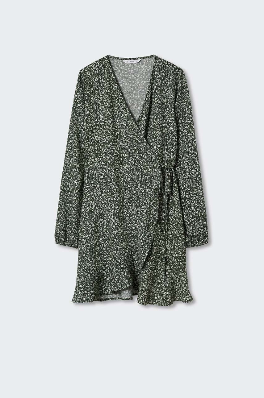 

Детское платье Mango Kids Petunia цвет зелёный mini расклешённое