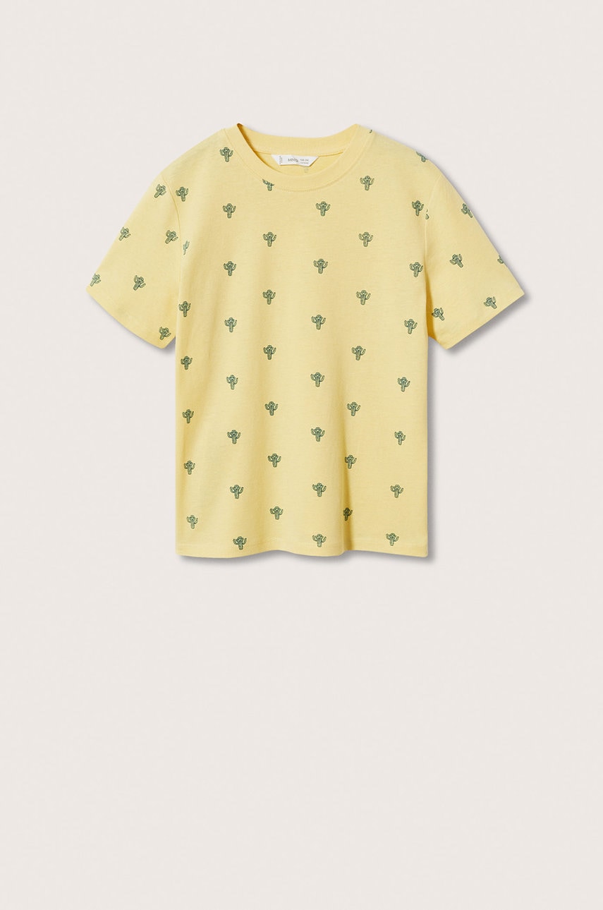

Детская хлопковая футболка Mango Kids Stamp3 цвет жёлтый узорная