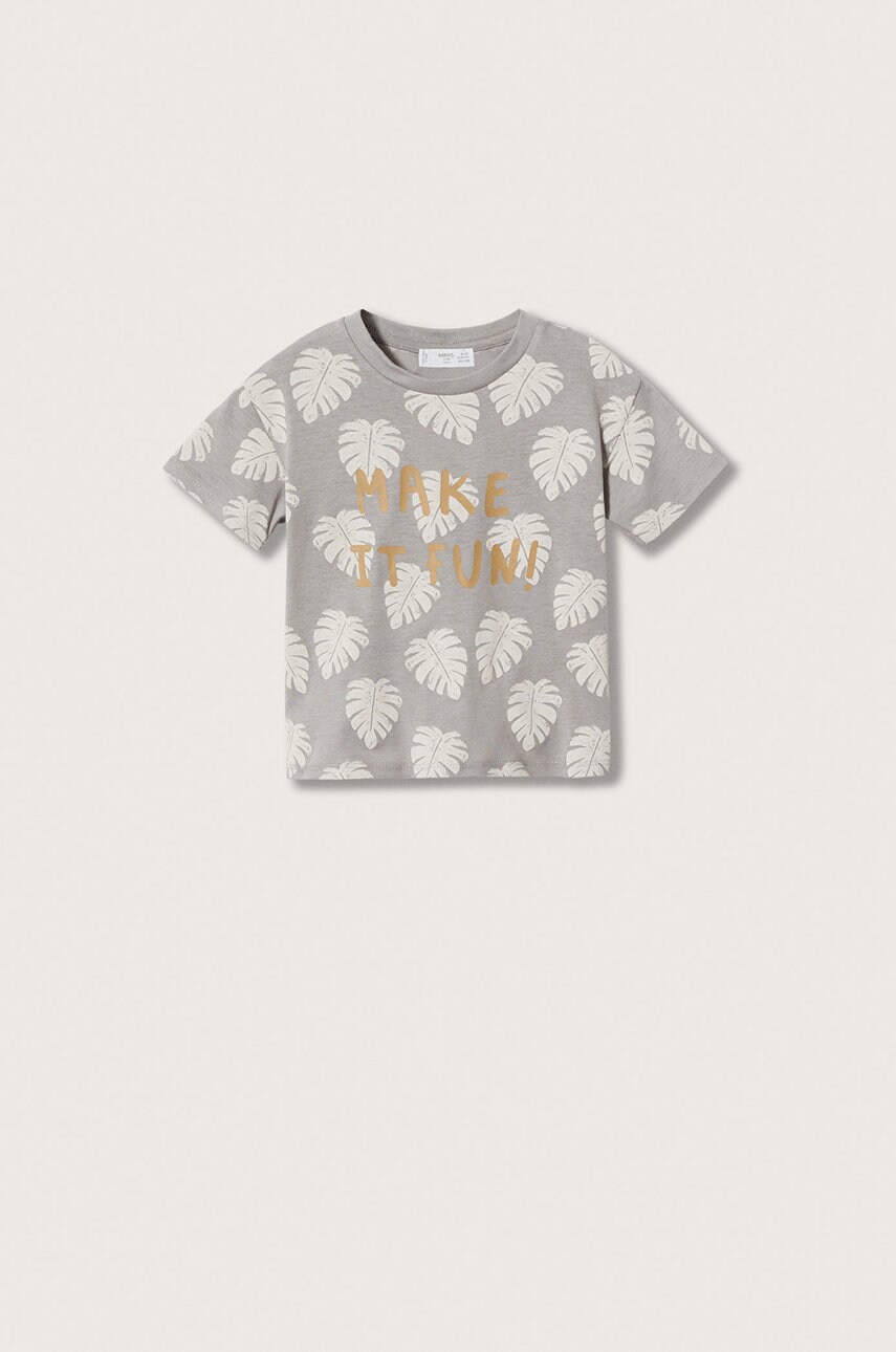 

Дитяча бавовняна футболка Mango Kids Cuba колір сірий візерунок