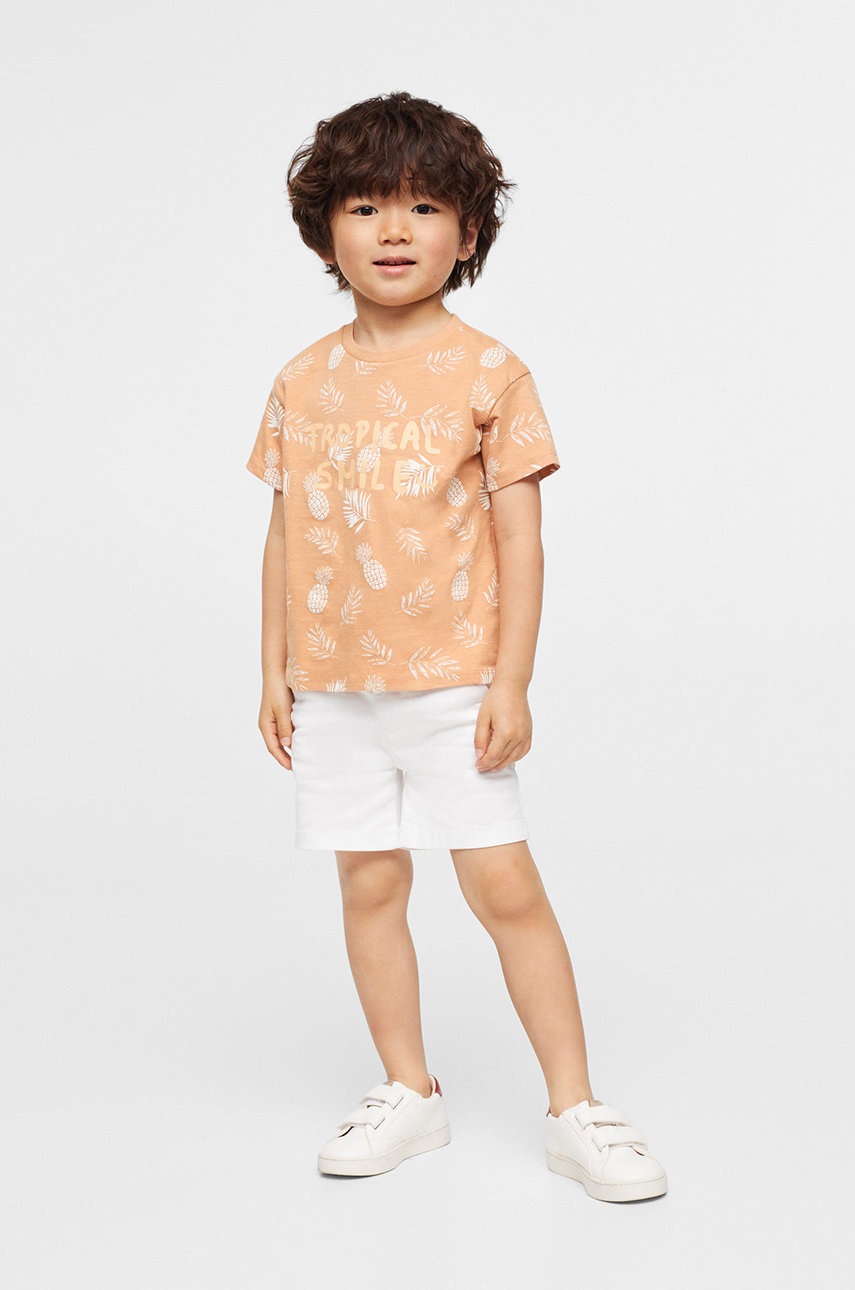

Детска памучна тениска Mango Kids Cuba в оранжево с десен, Оранжев