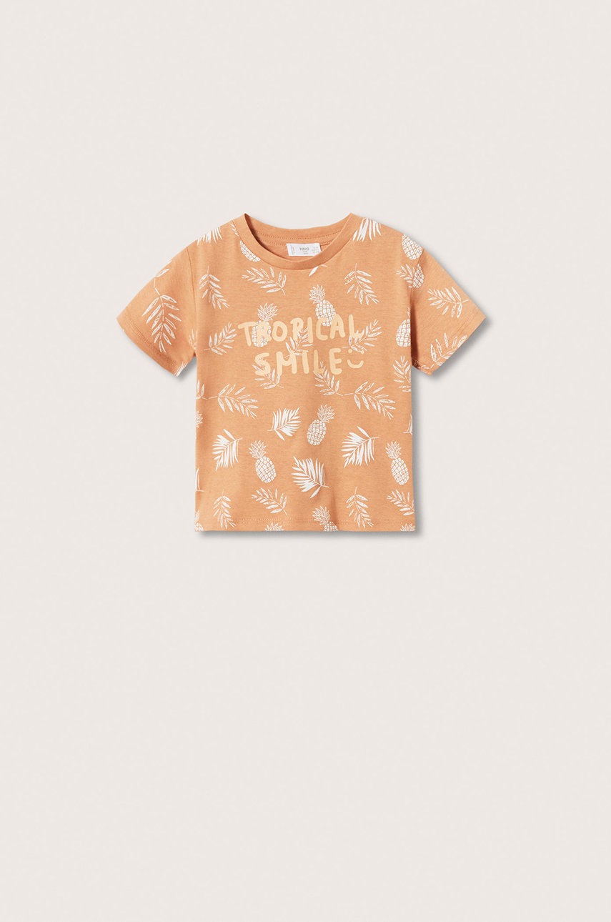 

Дитяча бавовняна футболка Mango Kids Cuba колір помаранчевий візерунок