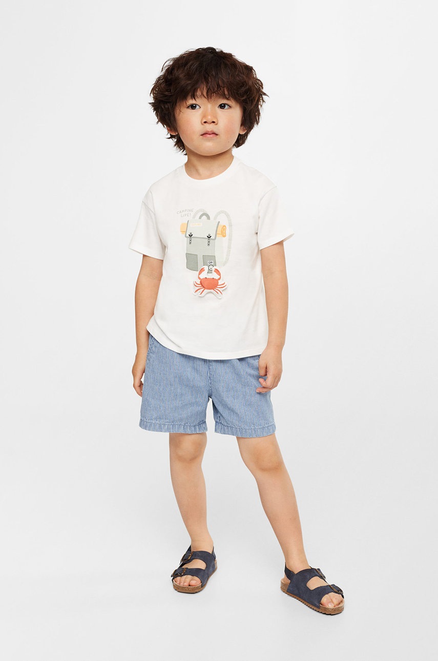 

Детска памучна тениска Mango Kids Padded в бяло с апликация, Бял