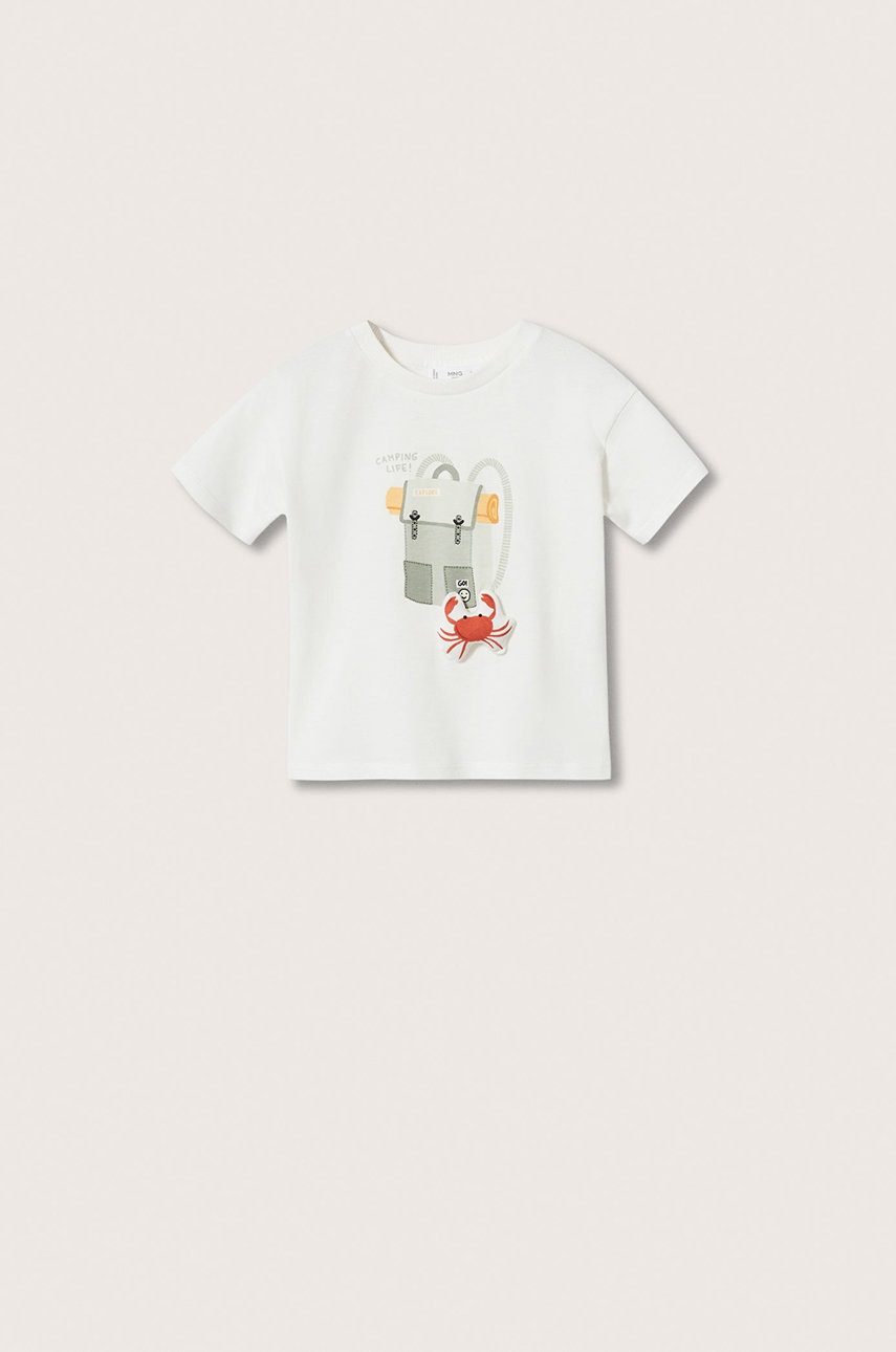 

Детская хлопковая футболка Mango Kids Padded цвет белый с аппликацией