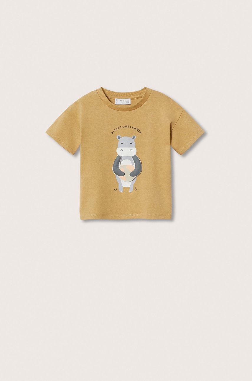 

Дитяча бавовняна футболка Mango Kids Padded колір жовтий з аплікацією