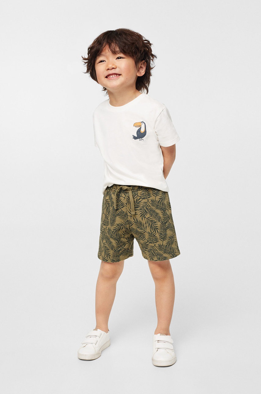 

Детска памучна тениска Mango Kids Range в бяло с принт, Бял