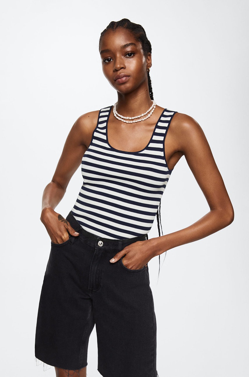 

Топ Mango Sari дамски в тъмносиньо, Тъмносин