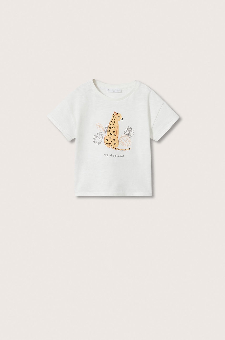 

Детска памучна тениска Mango Kids Wild в бяло, Бял