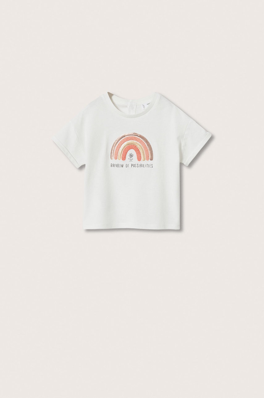 

Детска памучна тениска Mango Kids Rainbow в бяло, Бял