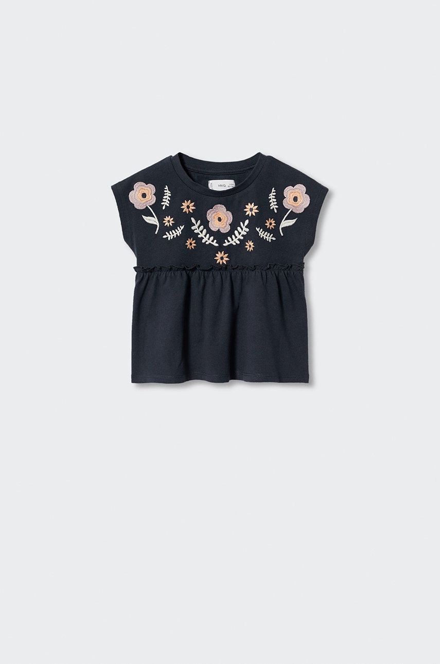 

Детска памучна тениска Mango Kids Spring в сиво, Сив