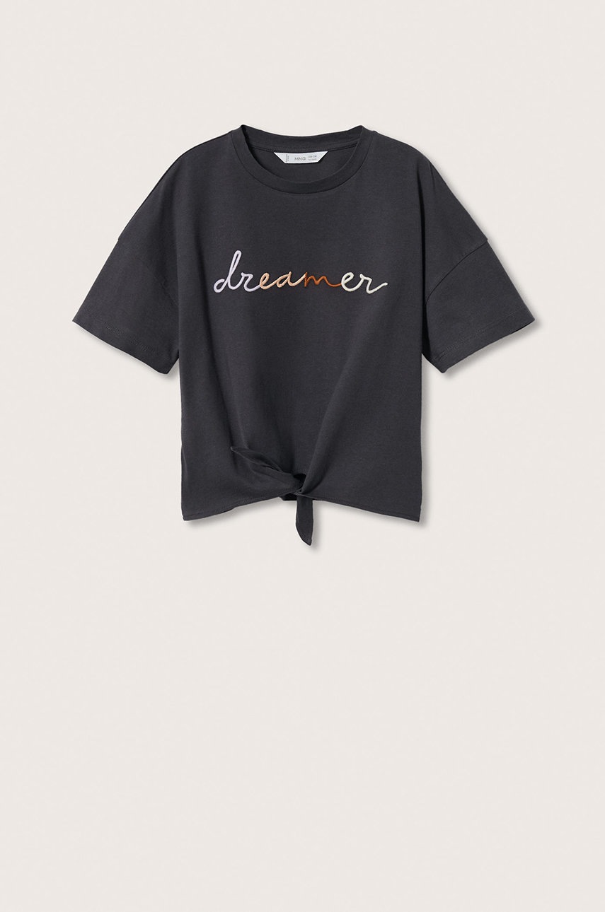 

Детская хлопковая футболка Mango Kids Dreamer цвет серый