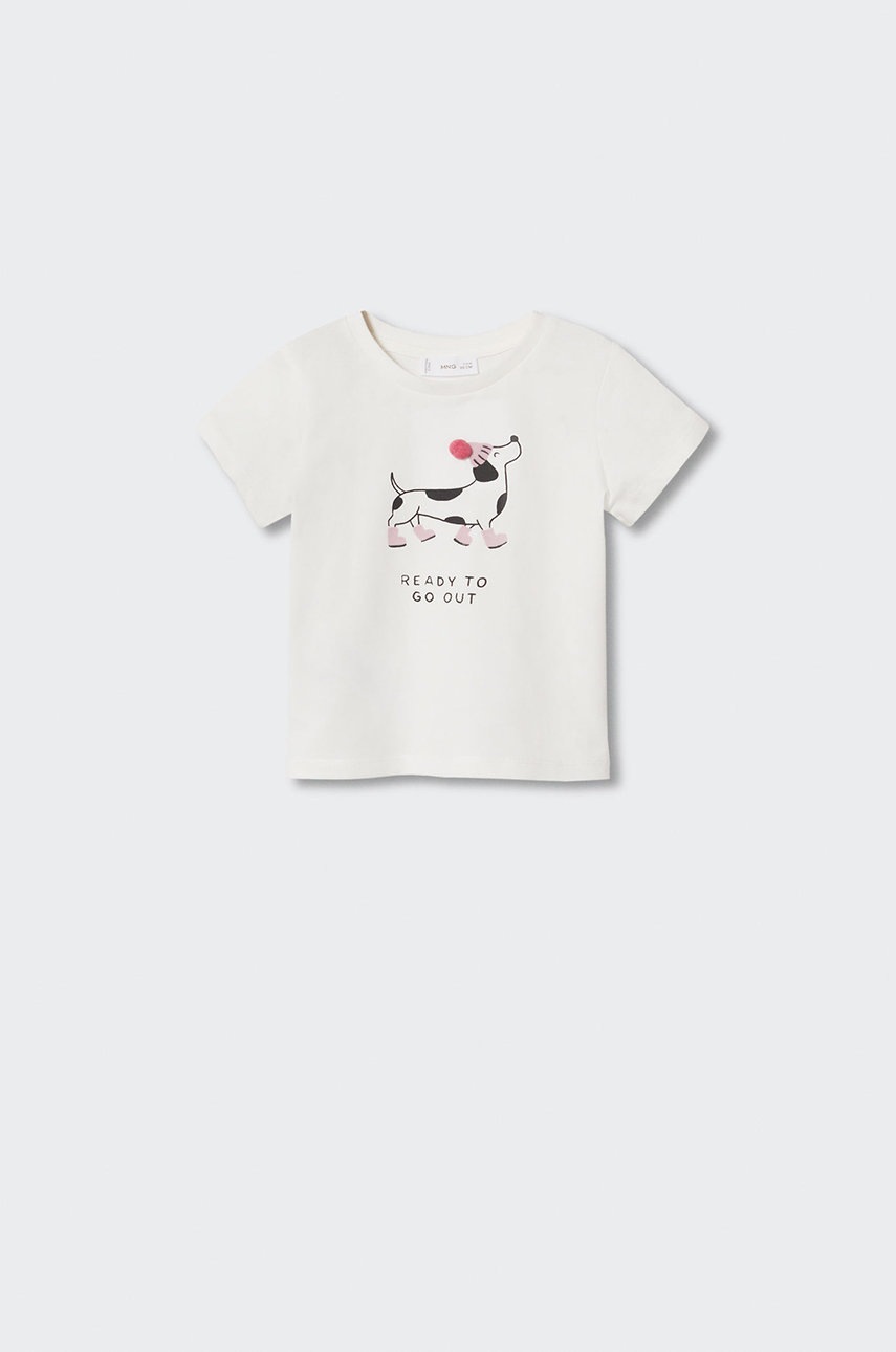 

Детска памучна тениска Mango Kids Animals в бяло, Бял